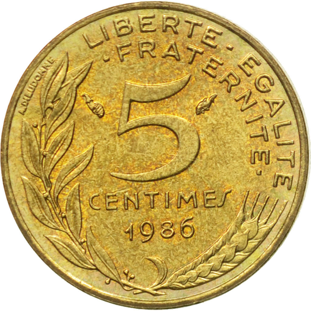 Coin, France, Marianne, 5 Centimes, 1986, Paris, EF(40-45), Aluminum-Bronze