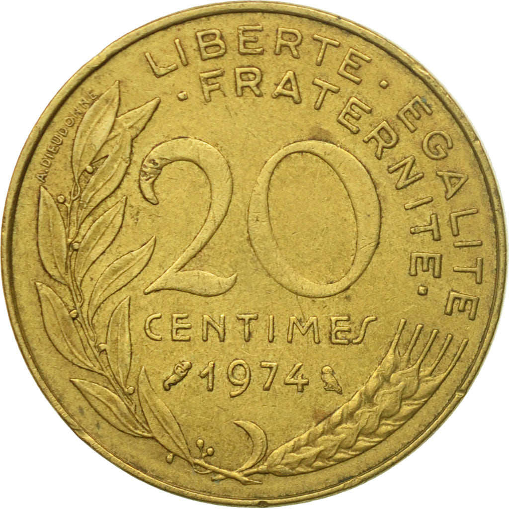 Coin, France, Marianne, 20 Centimes, 1974, Paris, VF(30-35), Aluminum-Bronze