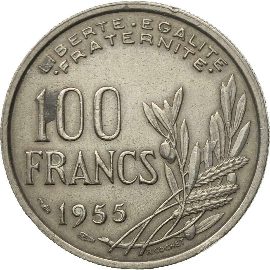 Coin, France, Cochet, 100 Francs, 1955, Paris, VF(30-35), Copper-nickel