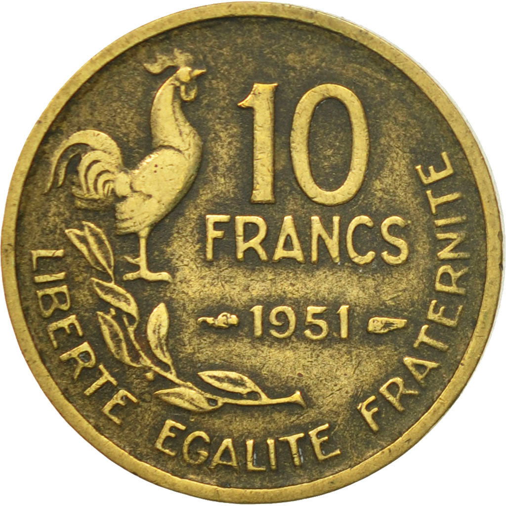Münze, Frankreich, Guiraud, 10 Francs, 1951, Paris, SS, Aluminum-Bronze