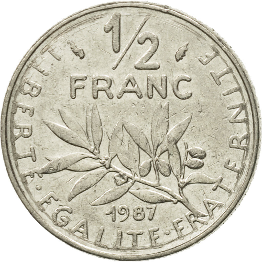 Münze, Frankreich, Semeuse, 1/2 Franc, 1987, Paris, S+, Nickel, KM:931.1