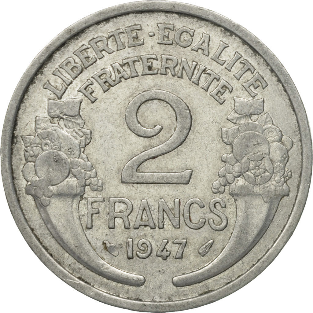 Münze, Frankreich, Morlon, 2 Francs, 1947, Paris, SS, Aluminium, KM:886a.1, Le