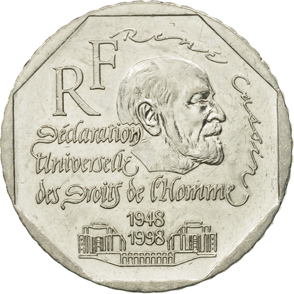 Coin, France, René Cassin, 2 Francs, 1998, Paris, EF(40-45), Nickel, KM:1213