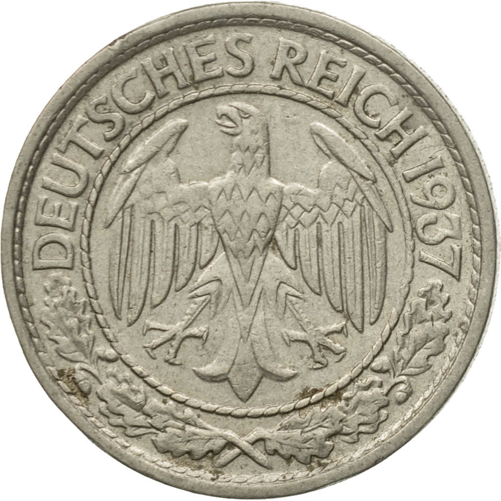 Coin, GERMANY, WEIMAR REPUBLIC, 50 Reichspfennig, 1937, Berlin, EF(40-45)