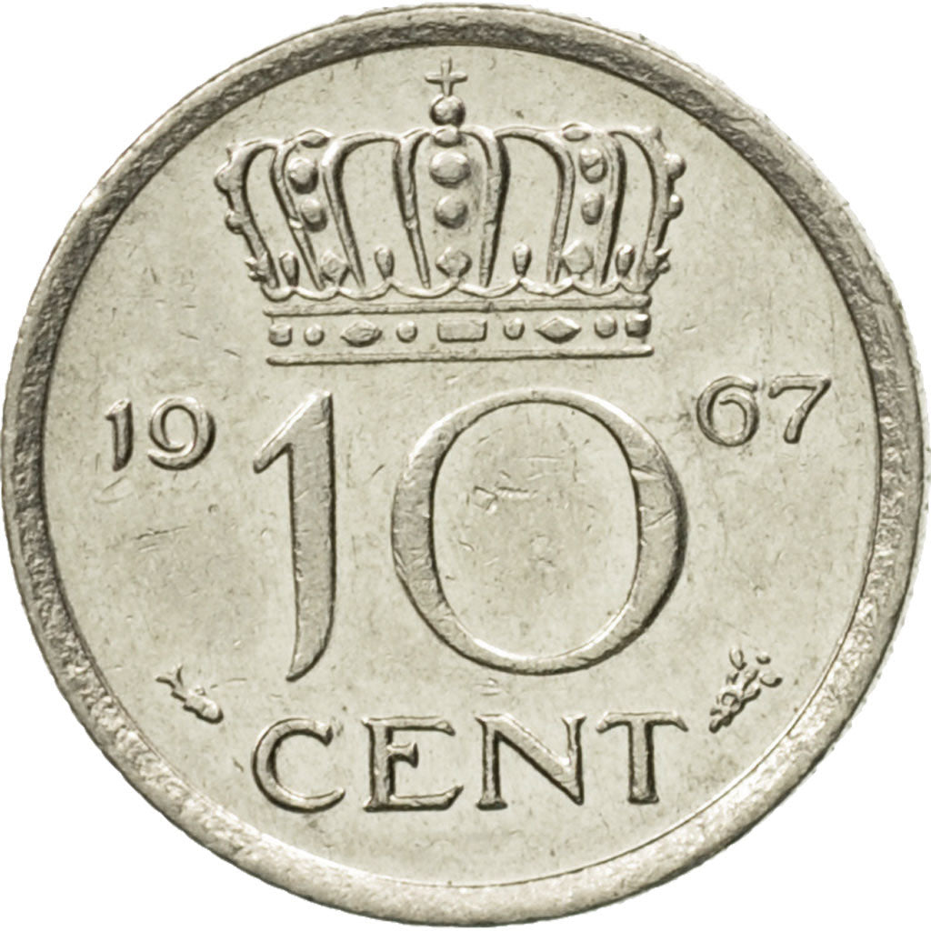 Moneta, Paesi Bassi, Juliana, 10 Cents, 1967, BB, Nichel, KM:182