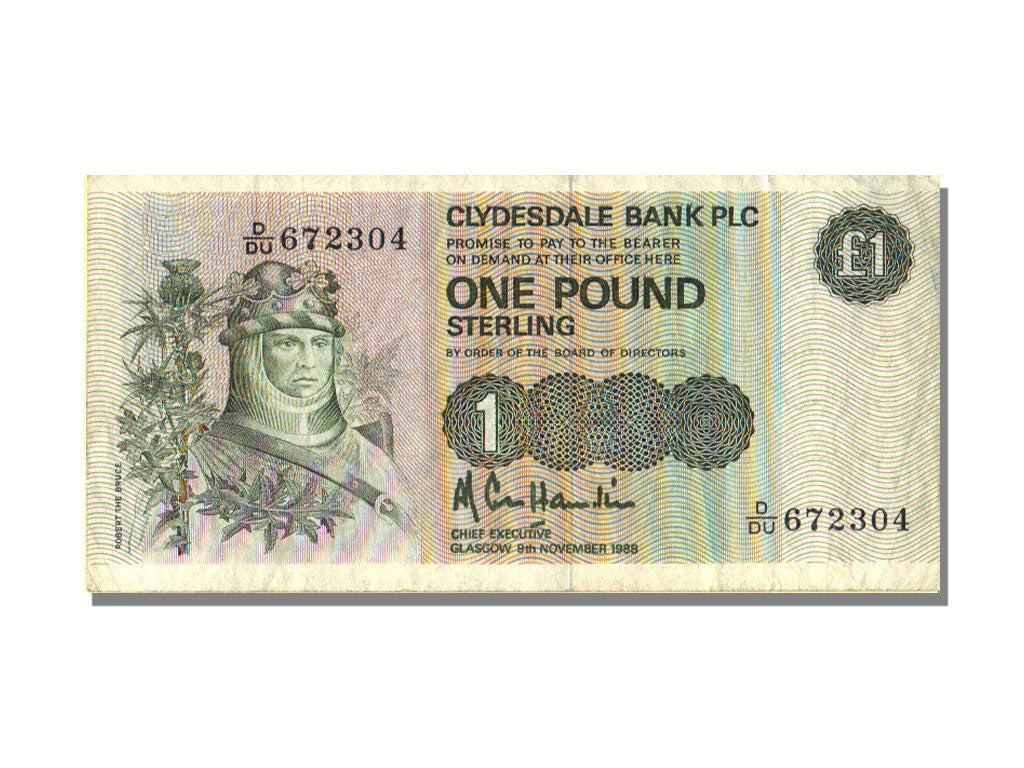Scotland, 1 Pound, 1988, KM #211d, 1988-11-09, EF(40-45), D/DU