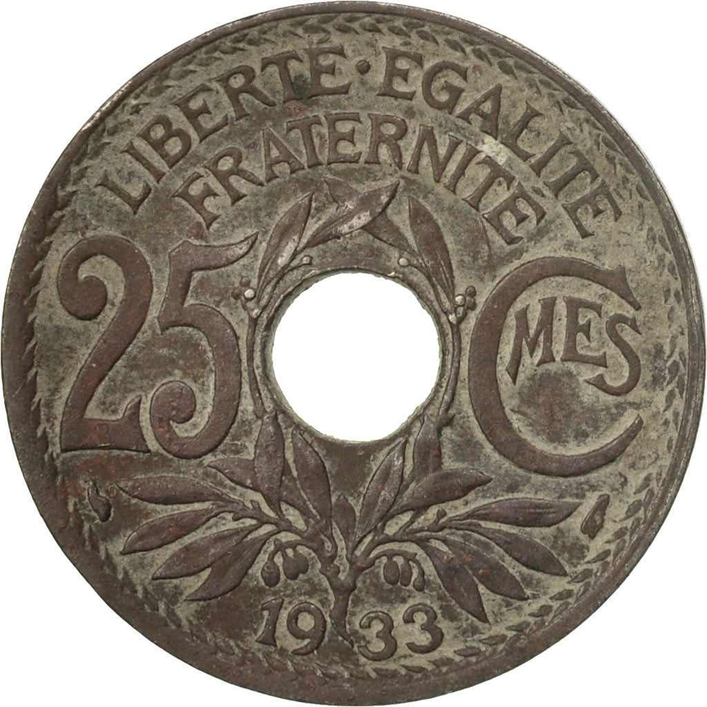 Münze, Frankreich, Lindauer, 25 Centimes, 1933, S+, Copper-nickel, KM:867a