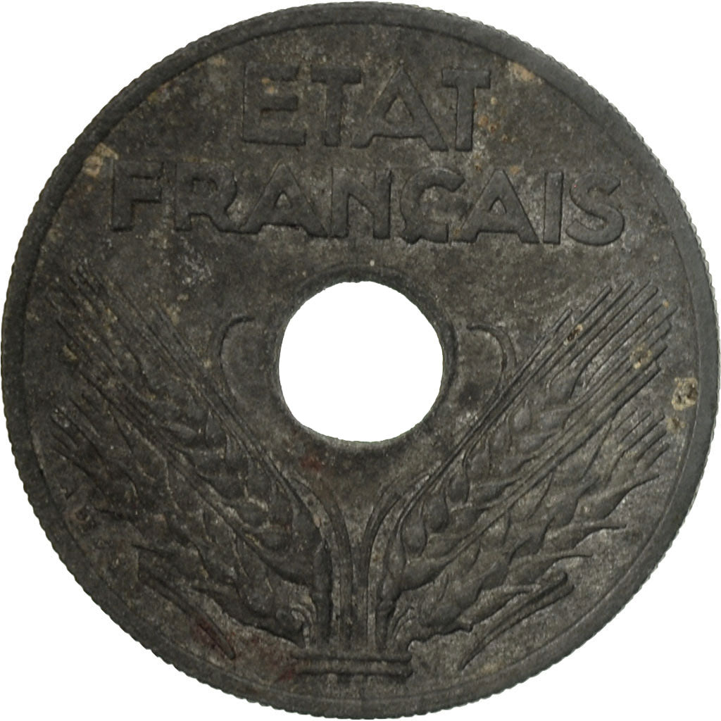 Moneda, Francia, État français, 20 Centimes, 1943, Paris, BC+, Cinc, KM:900.1