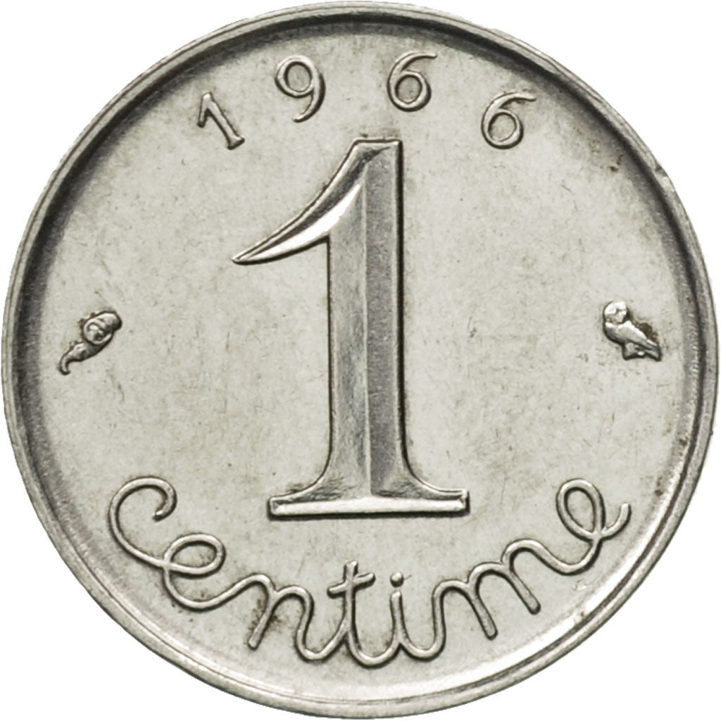 Moneda, Francia, Épi, Centime, 1966, Paris, MBC, Acero inoxidable, KM:928, Le