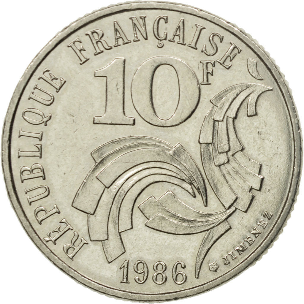 Coin, France, Jimenez, 10 Francs, 1986, Paris, AU(50-53), Nickel, KM:959, Le