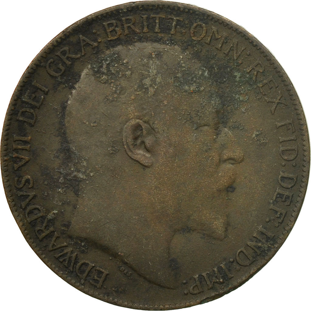 Coin, Great Britain, Edward VII, Penny, 1909, VF(20-25), Bronze, KM:794.2