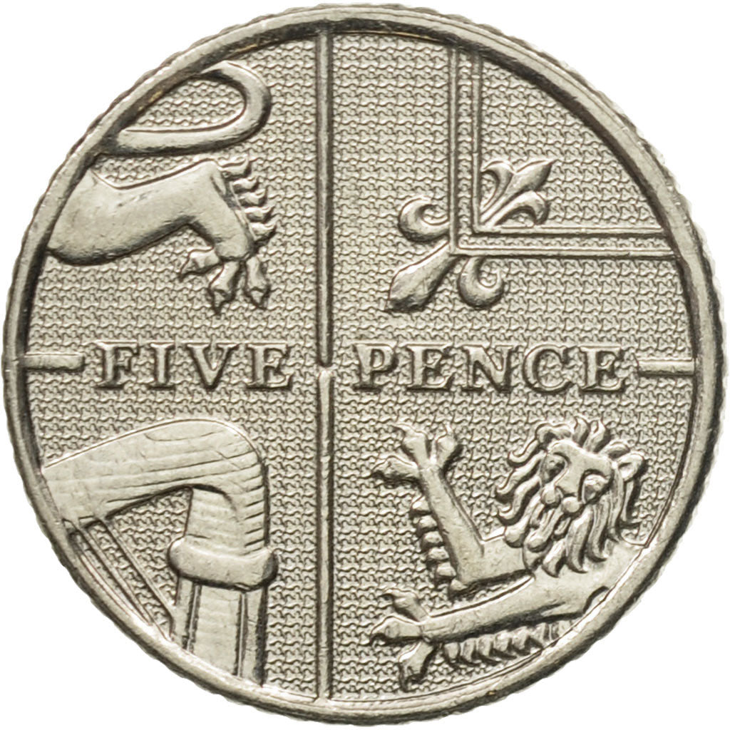 Coin, Great Britain, Elizabeth II, 5 Pence, 2010, AU(50-53), Copper-nickel