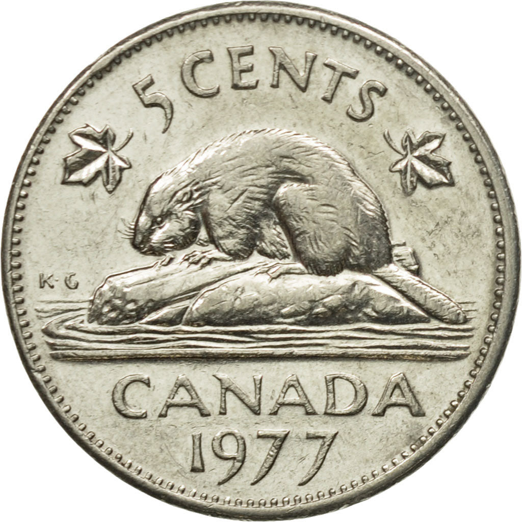 Coin, Canada, Elizabeth II, 5 Cents, 1977, Royal Canadian Mint, Ottawa