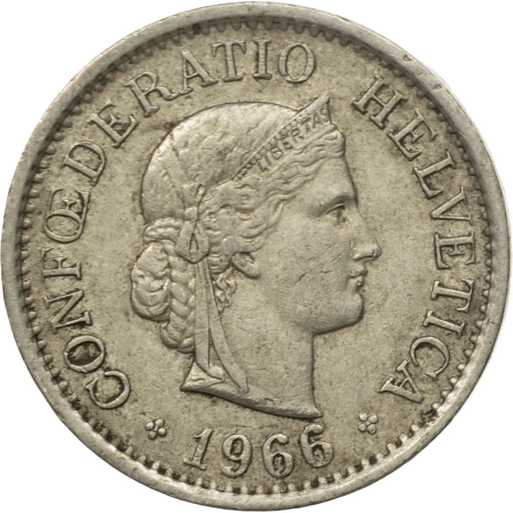 Moneta, Szwajcaria, 10 Rappen, 1966, Bern, VF(30-35), Miedź-Nikiel, KM:27