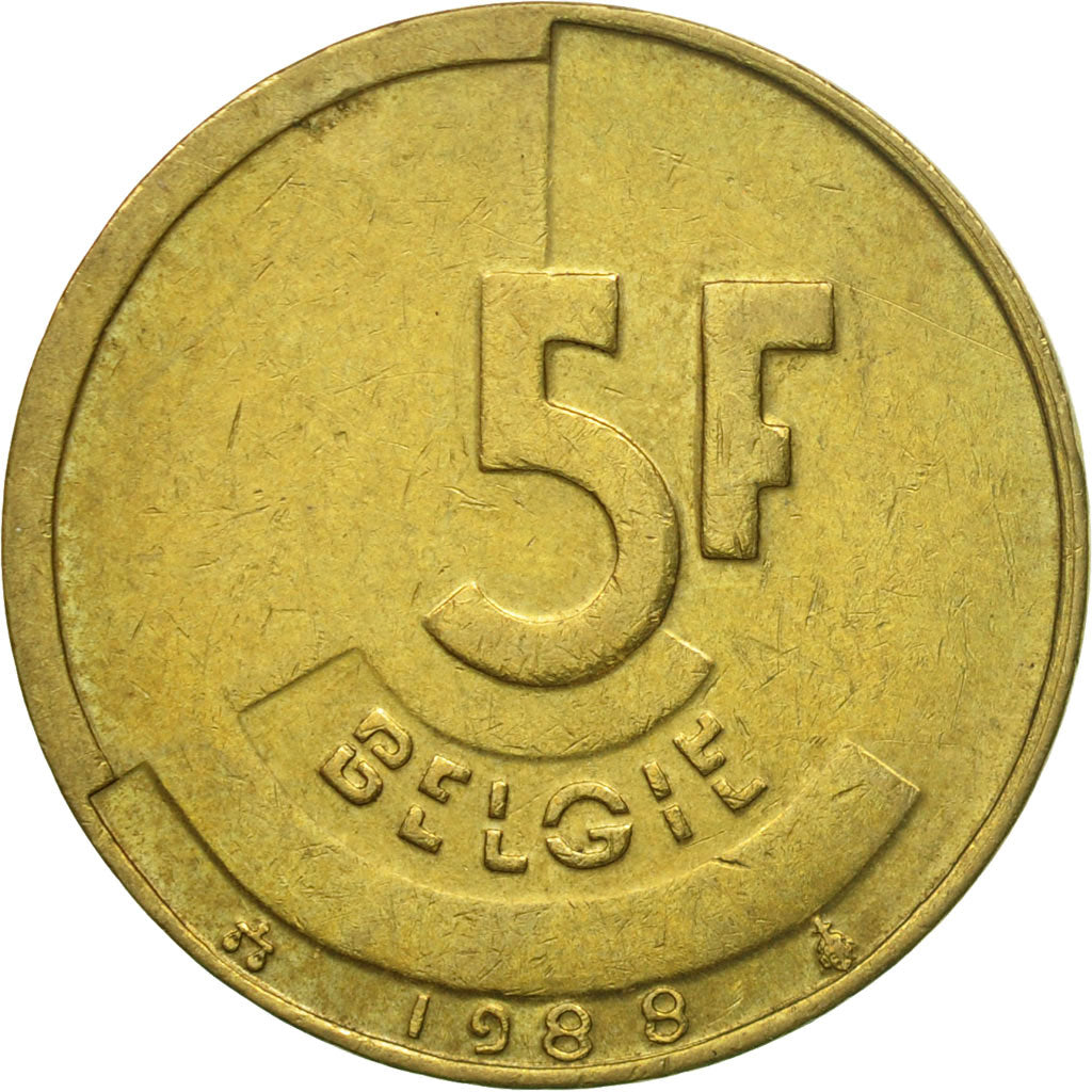 Coin, Belgium, 5 Francs, 5 Frank, 1989, EF(40-45), Brass Or Aluminum-Bronze