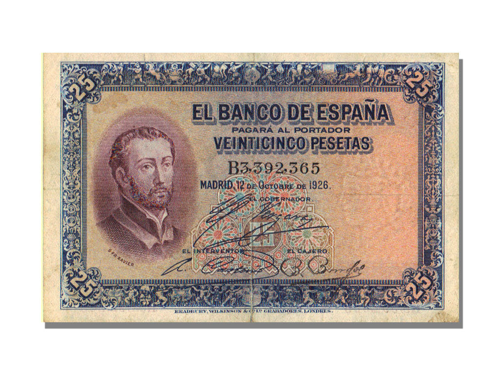 Spain, 25 Pesetas, 1926, KM #71a, 1926-10-12, AU(50-53), B