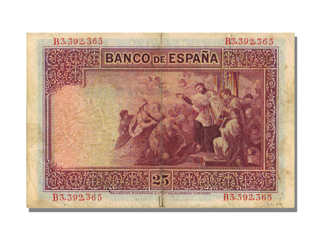 Spain, 25 Pesetas, 1926, KM #71a, 1926-10-12, AU(50-53), B