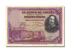 Spain, 50 Pesetas, 1928, KM #75b, 1928-08-15, AU(55-58), D