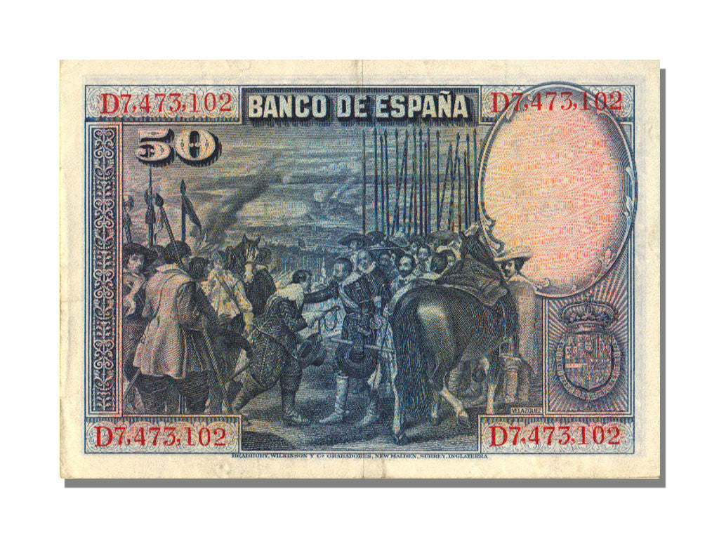 Spain, 50 Pesetas, 1928, KM #75b, 1928-08-15, AU(55-58), D