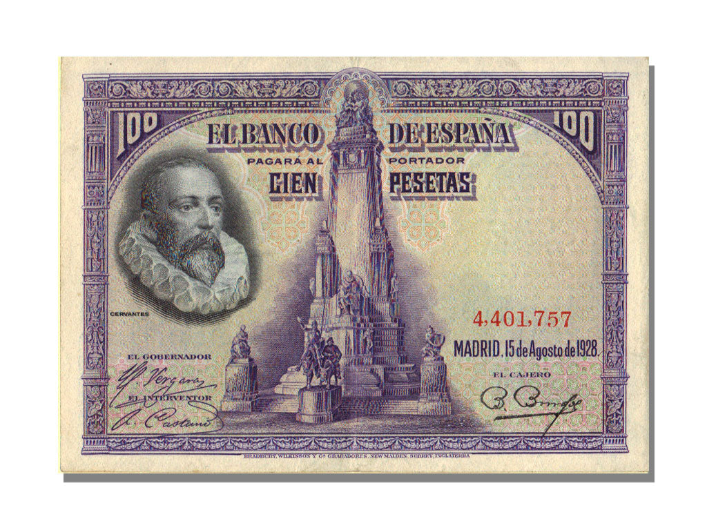 Spain, 100 Pesetas, 1928, 1928-08-15, AU(50-53)