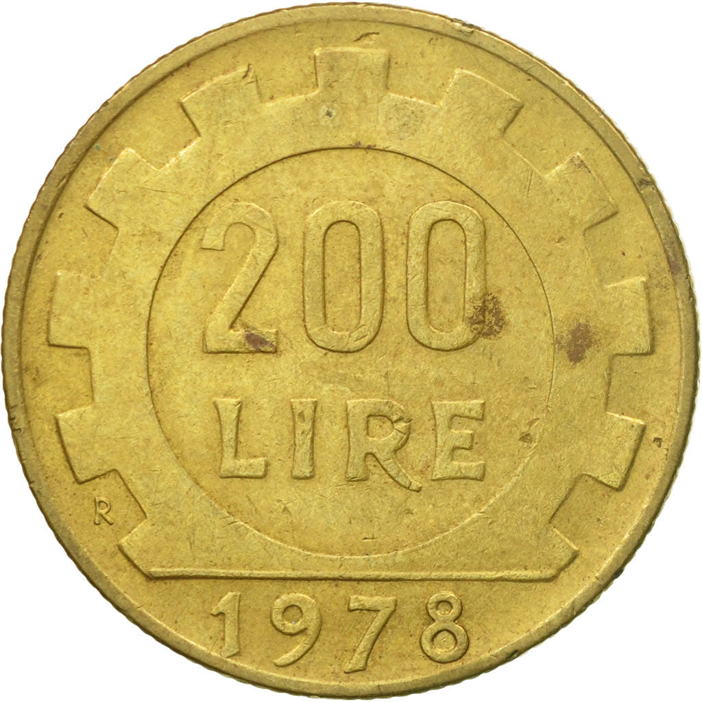 Coin, Italy, 200 Lire, 1978, Rome, VF(20-25), Aluminum-Bronze, KM:105