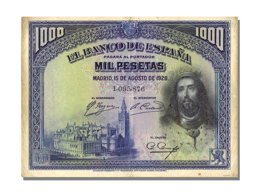 Banknote, Spain, 1000 Pesetas, 1928, 1928-08-15, KM:78a, AU(50-53)
