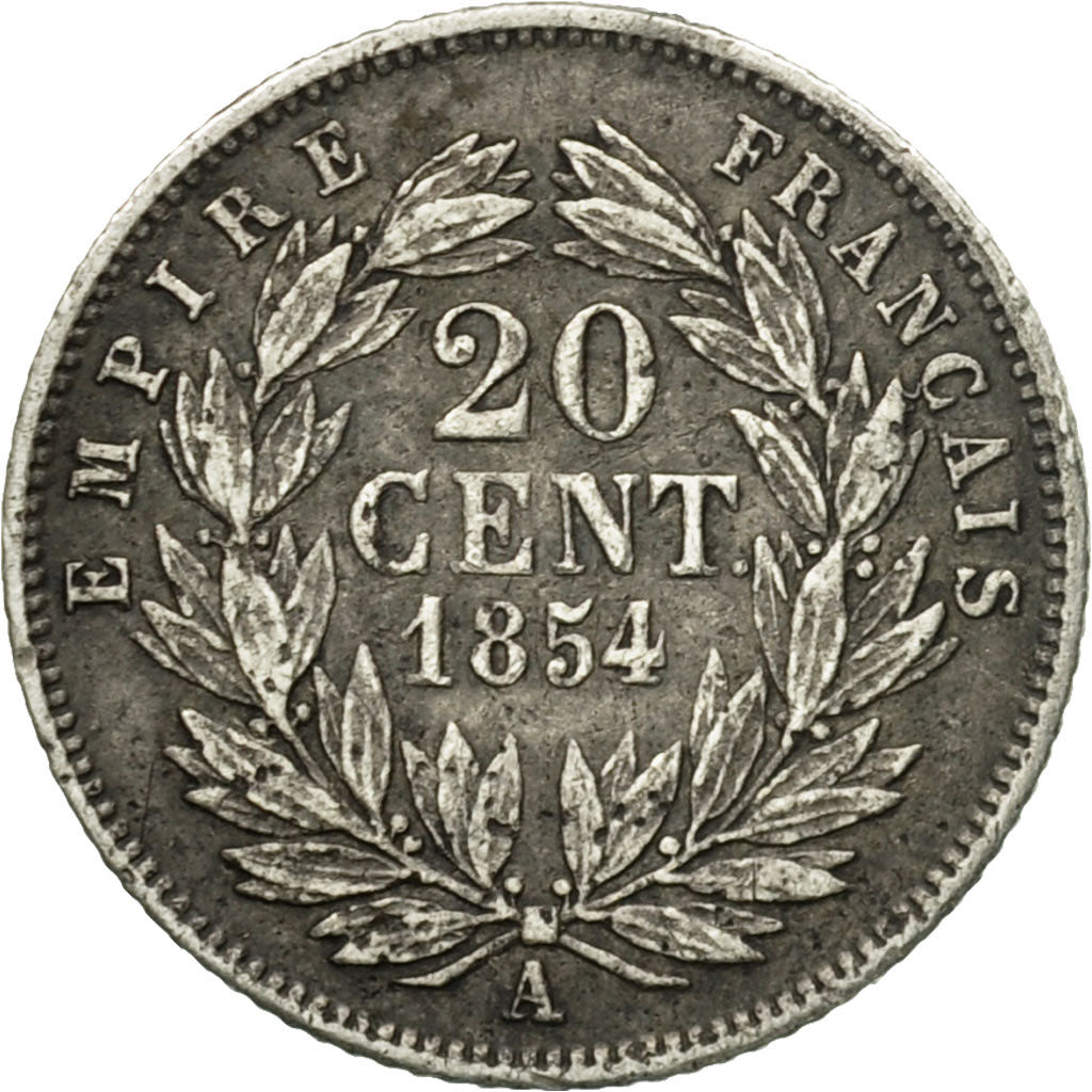 Moneta, Francja, Napoleon III, Napoléon III, 20 Centimes, 1854, Paris