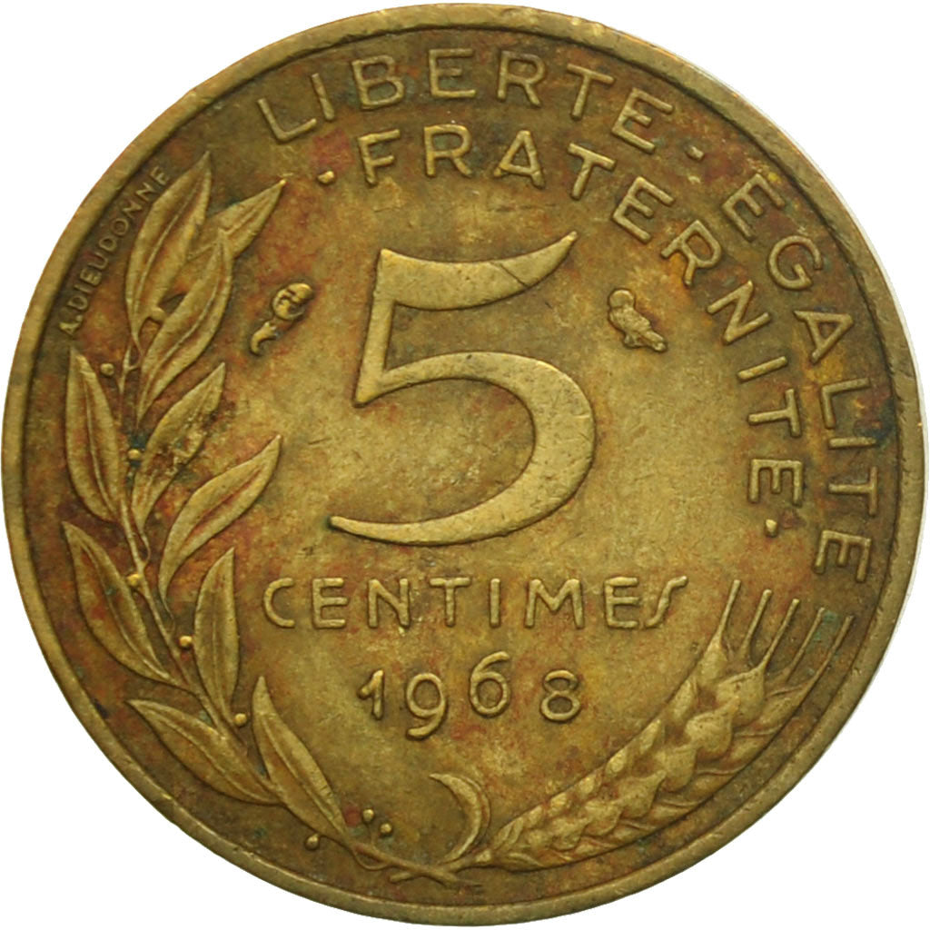 Coin, France, Marianne, 5 Centimes, 1968, Paris, VF(20-25), Aluminum-Bronze