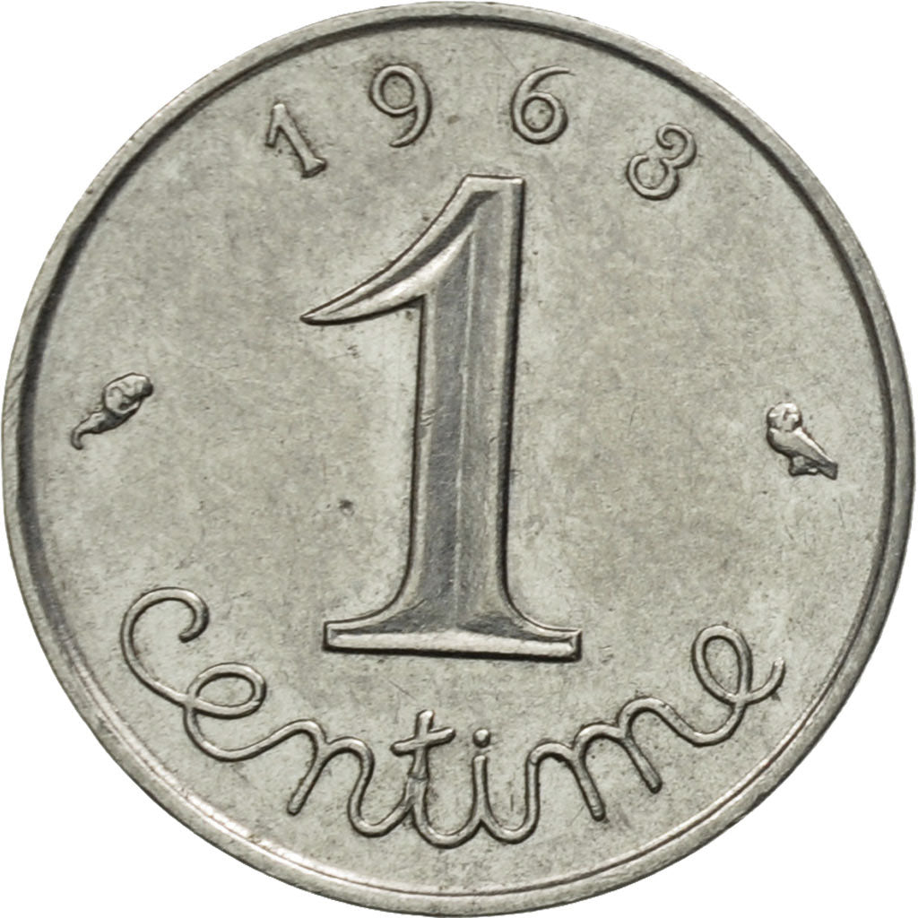 Moneda, Francia, Épi, Centime, 1963, Paris, MBC, Acero inoxidable, KM:928, Le