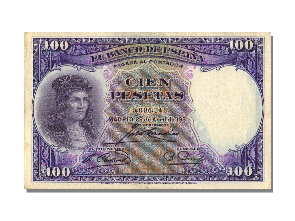 Spain, 100 Pesetas, 1931, KM #83, 1931-04-25, AU(50-53)