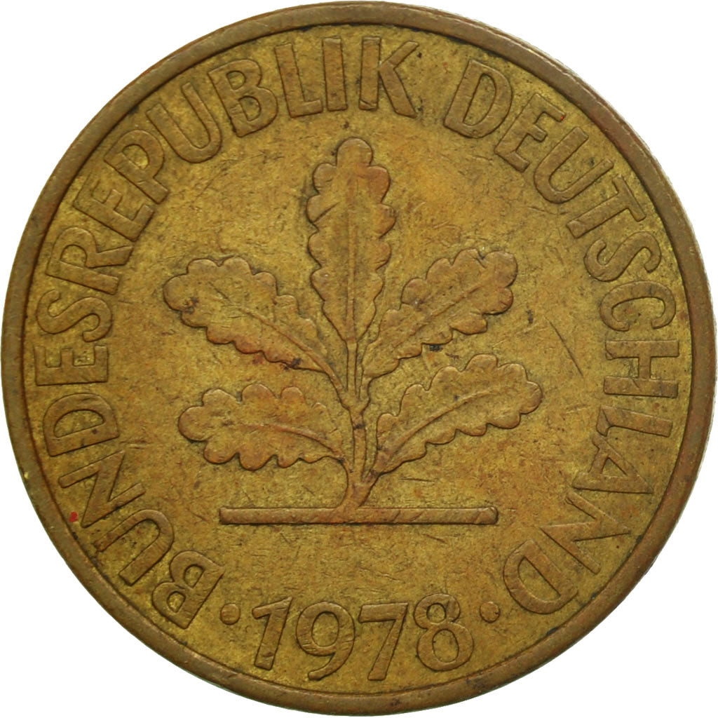 Monnaie, République fédérale allemande, 10 Pfennig, 1978, Hambourg, B+, Brass