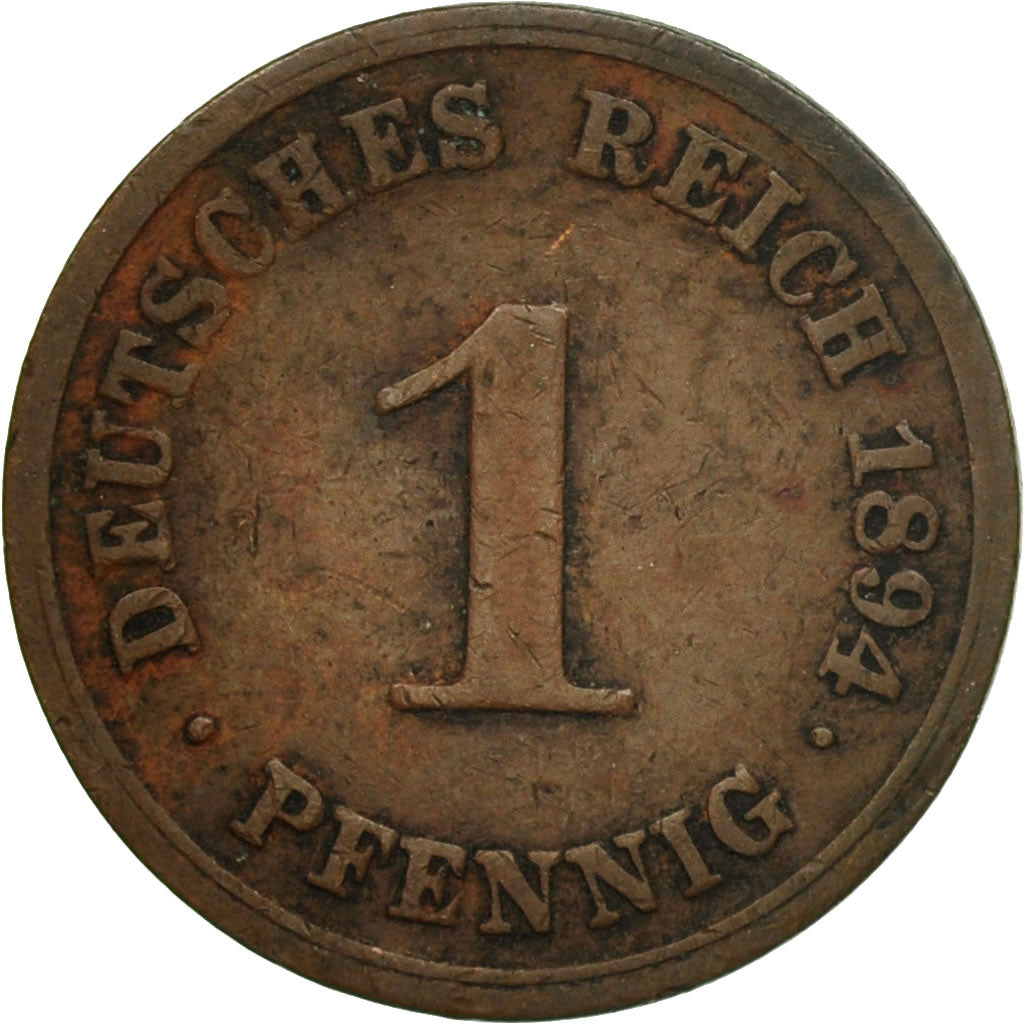 Coin, GERMANY - EMPIRE, Wilhelm II, Pfennig, 1894, Munich, VF(30-35), Copper