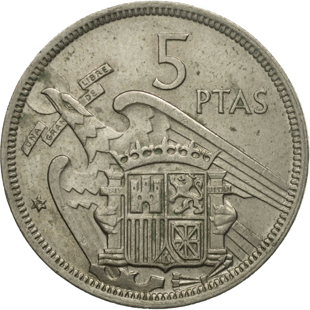 Coin, Spain, Caudillo and regent, 5 Pesetas, 1974, VF(30-35), Copper-nickel