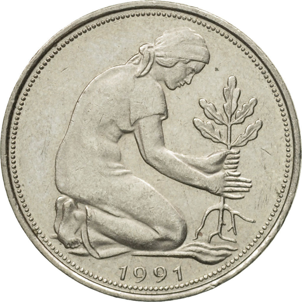 Münze, Bundesrepublik Deutschland, 50 Pfennig, 1991, Munich, SS, Copper-nickel