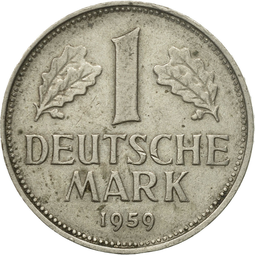 Moneda, ALEMANIA - REPÚBLICA FEDERAL, Mark, 1959, Stuttgart, MBC, Cobre -