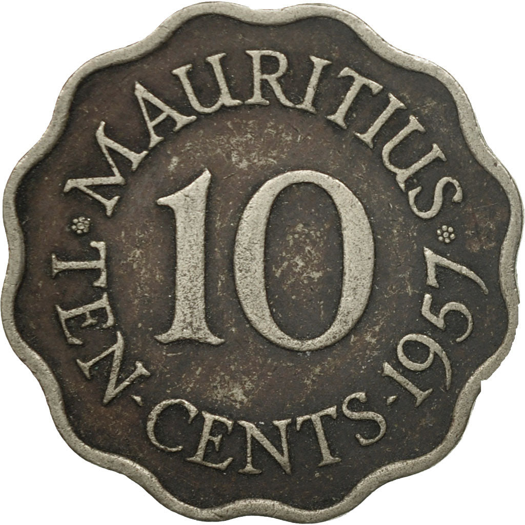 Coin, Mauritius, Elizabeth II, 10 Cents, 1957, VF(30-35), Copper-nickel, KM:33