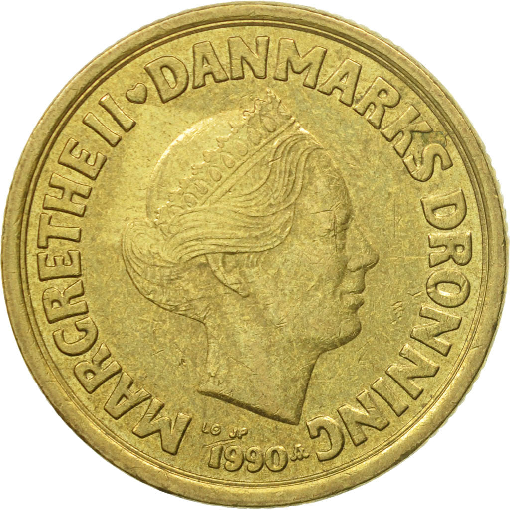 Moneta, Dania, Margrethe II, 20 Kroner, 1990, Copenhagen, VF(30-35)