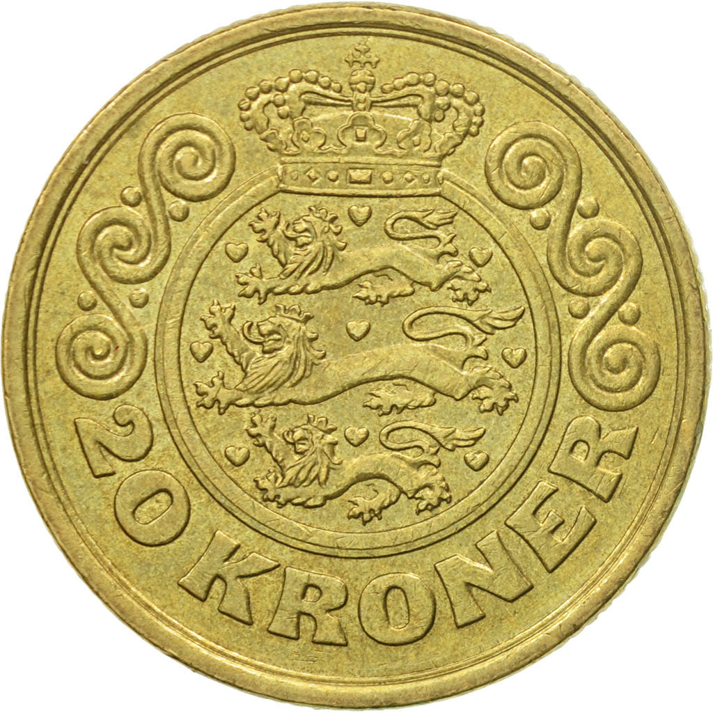 Moneta, Dania, Margrethe II, 20 Kroner, 1990, Copenhagen, VF(30-35)
