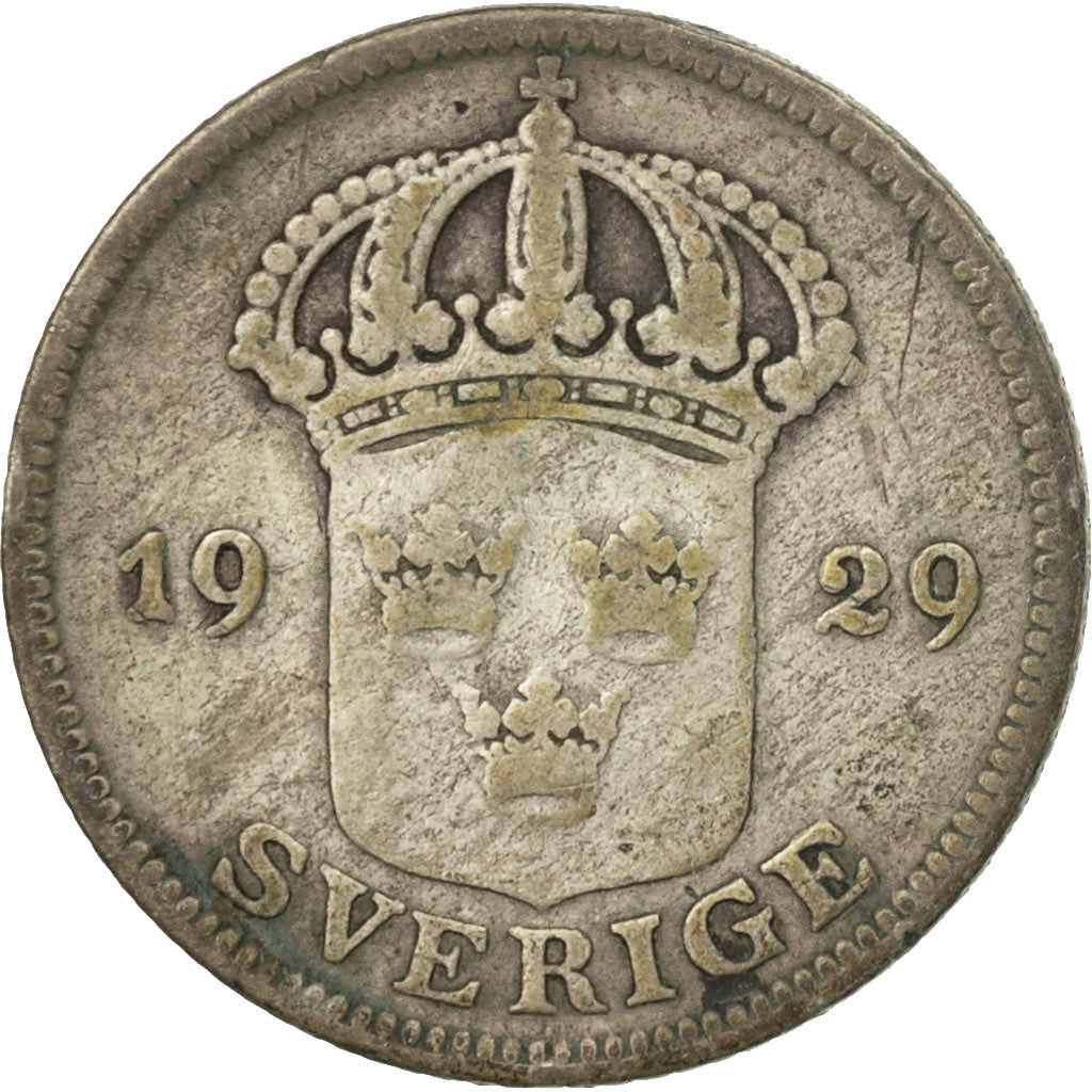 Coin, Sweden, Gustaf V, 50 Öre, 1929, VF(30-35), Silver, KM:788