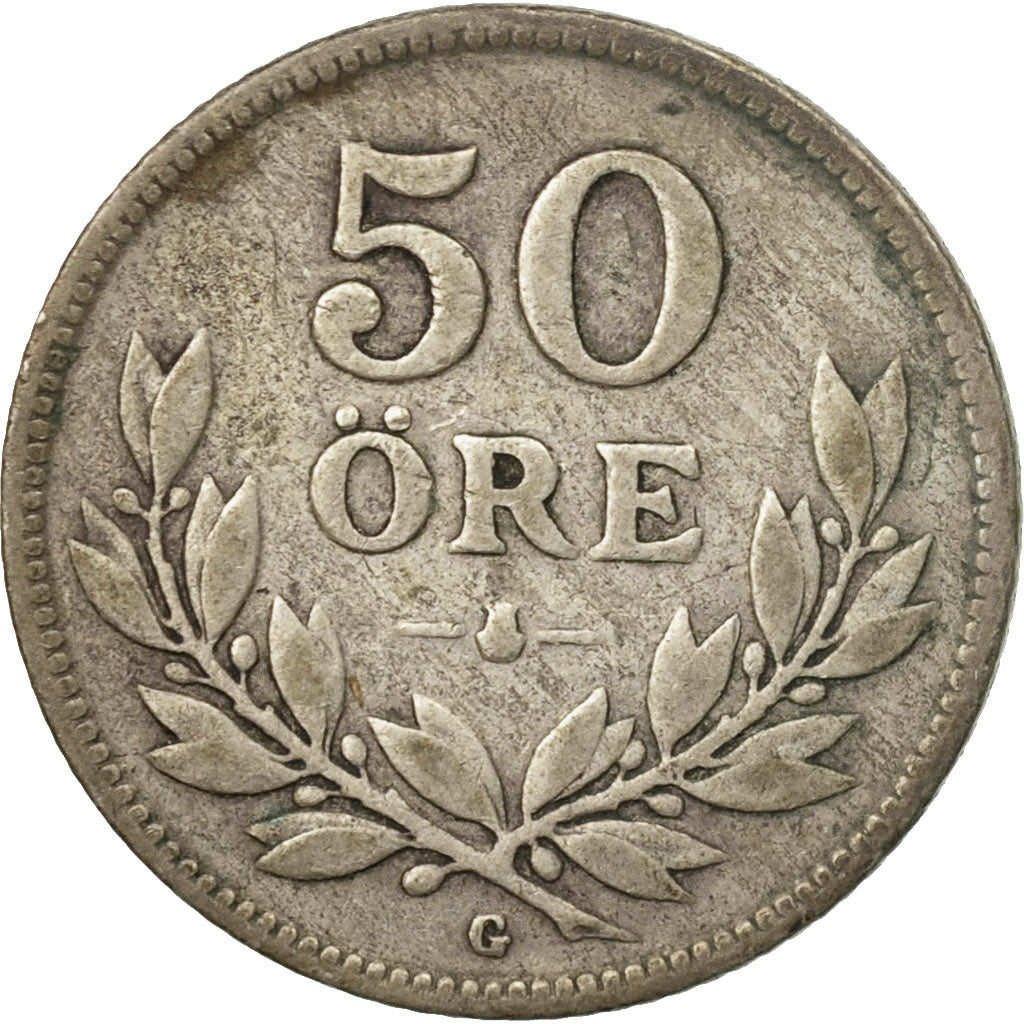 Coin, Sweden, Gustaf V, 50 Öre, 1929, VF(30-35), Silver, KM:788