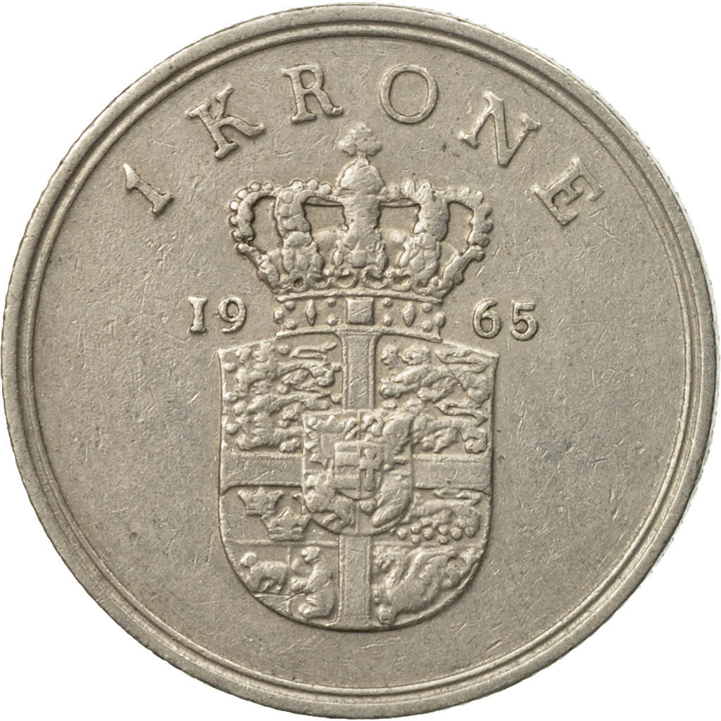 Moeda, Dinamarca, Frederik IX, Krone, 1965, Copenhagen, EF(40-45)