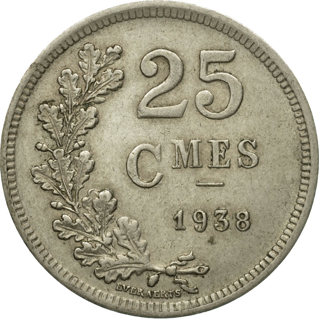 Coin, Luxembourg, Charlotte, 25 Centimes, 1938, EF(40-45), Copper-nickel