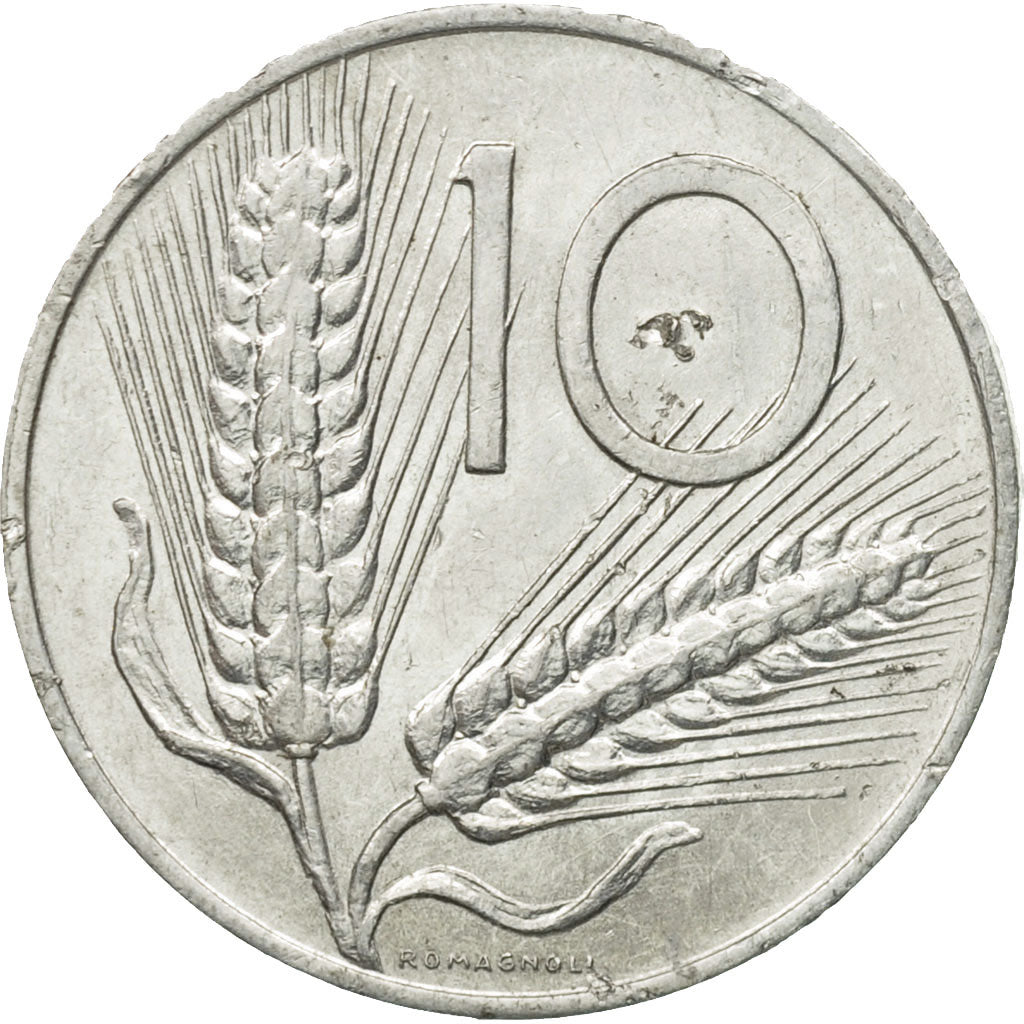 Coin, Italy, 10 Lire, 1966, Rome, EF(40-45), Aluminum, KM:93