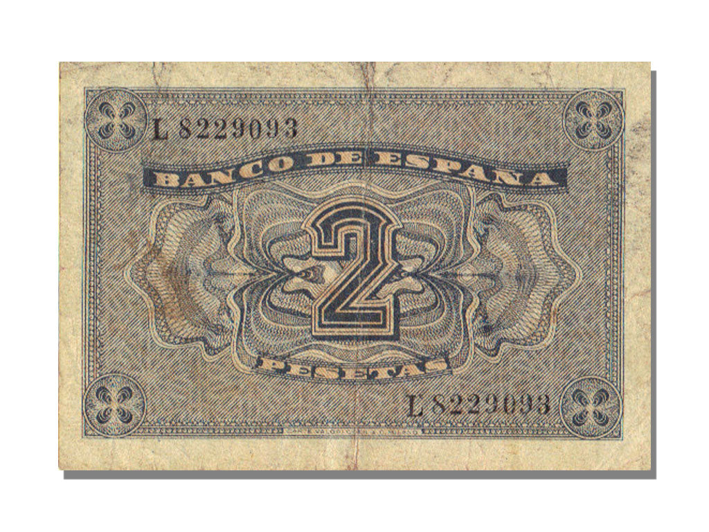 Spain, 2 Pesetas, 1938, KM #95, 1938-04-30, VF(30-35), L