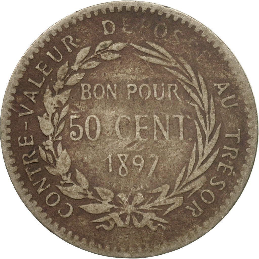 Coin, Martinique, 50 Centimes, 1897, Paris, F(12-15), Copper-nickel, KM:40