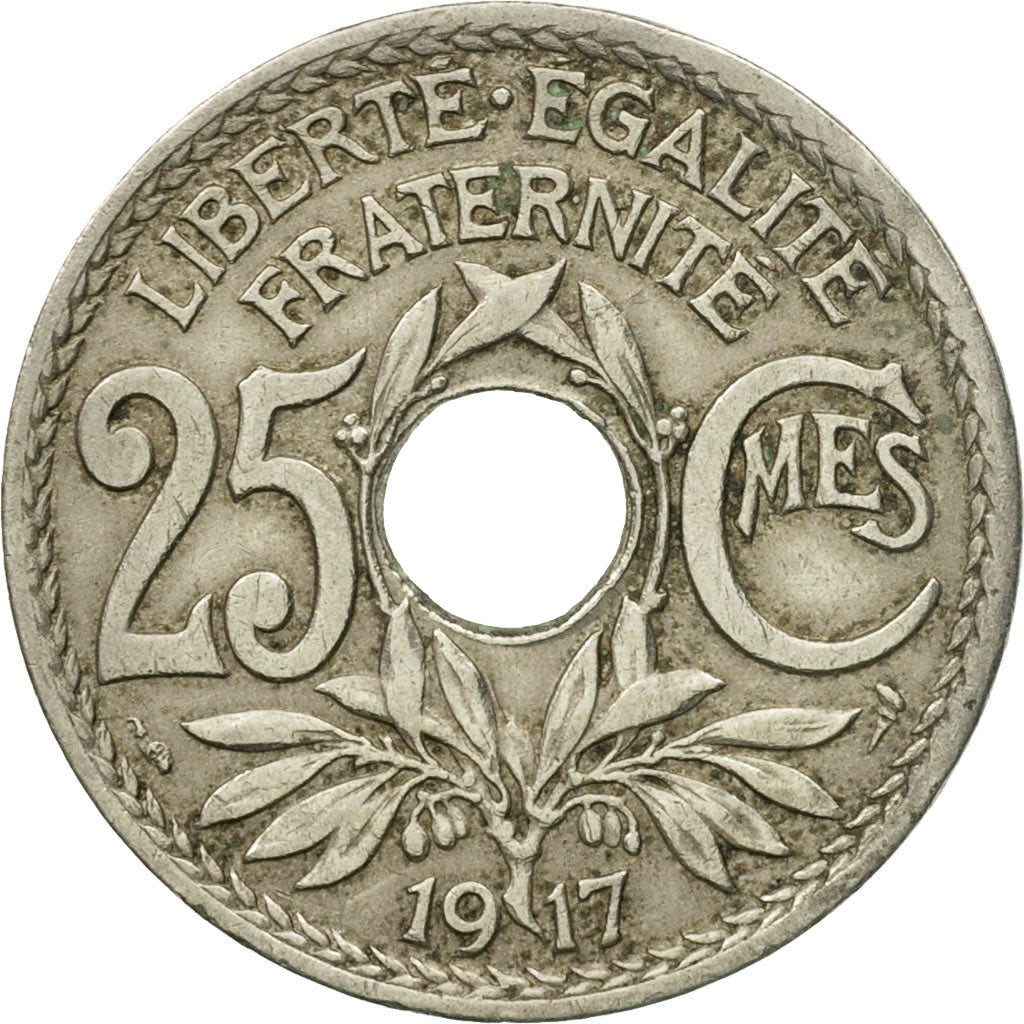 Moneta, Francia, Lindauer, 25 Centimes, 1917, BB, Rame-nichel, KM:867a, Le