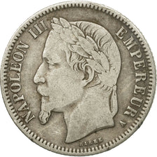 Moneda, Francia, Napoleon III, Napoléon III, Franc, 1866, Paris, BC+, Plata