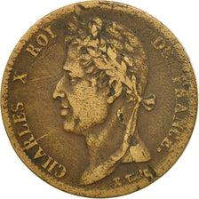 Moneta, Colonie francesi, Charles X, 5 Centimes, 1827, La Rochelle, B+, Bronzo