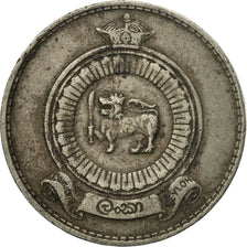 Moneda, Ceilán, Elizabeth II, Rupee, 1965, BC+, Cobre - níquel, KM:133