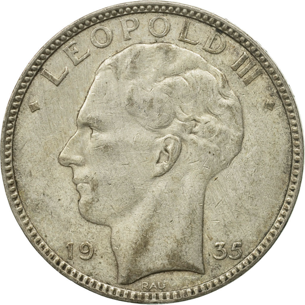 Coin, Belgium, 20 Francs, 20 Frank, 1935, VF(30-35), Silver, KM:105